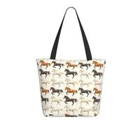 Borsa da viaggio da donna, da lavoro, alla moda, leggera, retrò, con stampa di cavalli, borsa da infermiera, borsa da spiaggia da donna, grande borsa tote con cerniera