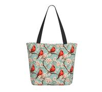 Borsa da viaggio da donna, da lavoro, leggera, alla moda, con stampa cardinale rosso su un ramo, borsa da infermiera, borsa da spiaggia da donna, grande borsa tote con cerniera