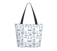 Borsa da viaggio da donna, da lavoro, leggera, alla moda, con stampa di ancora, faro, borsa da spiaggia, borsa grande con cerniera