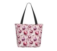 Borsa da viaggio da donna, da lavoro, leggera, alla moda, con stampa di cipolle e fiori, borsa da infermiera, borsa da spiaggia da donna, grande borsa tote con cerniera