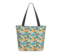 Borsa da viaggio da donna, da lavoro, leggera, alla moda, con stampa di delfini hawaiani, borsa da infermiera, borsa da spiaggia da donna, grande borsa tote con cerniera