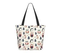 Borsa da viaggio da donna, da lavoro, leggera, alla moda, con stampa di gufo nel bosco, borsa a tracolla da infermiera, borsa da spiaggia da donna, grande borsa tote con cerniera