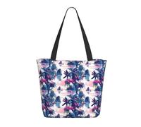 Borsa da viaggio da donna, da lavoro, leggera, alla moda, con stampa di paesaggi hawaiani, borsa a tracolla da infermiera, borsa da spiaggia da donna, grande borsa tote con cerniera