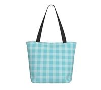 Borsa da viaggio da donna, da lavoro, leggera, con stampa a quadretti azzurri, borsa a tracolla da infermiera, borsa da spiaggia da donna, grande borsa tote con cerniera