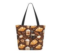 Borsa da viaggio da donna, da lavoro, leggera, con stampa di caffè, pane, borsa da infermiera, borsa da spiaggia da donna, grande borsa tote con cerniera