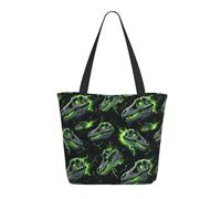 Borsa da viaggio da donna, da lavoro, leggera, con stampa di dinosauri verdi, teschi, borsa a tracolla da infermiera, borsa da spiaggia da donna, grande borsa tote con cerniera