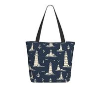 Borsa da viaggio da donna, da lavoro, leggera, con stampa di faro, ancora, gabbiano, borsa a tracolla da infermiera, borsa da spiaggia da donna, grande borsa tote con cerniera