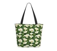 Borsa da viaggio da donna, da lavoro, leggera, con stampa di foglie verdi, calle, gigli, borsa da spiaggia, borsa da spiaggia, borsa grande con cerniera