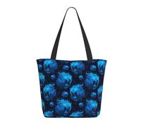 Borsa da viaggio da donna, da lavoro, leggera, con stampa di leone con fiamme blu (A), borsa da spiaggia, borsa grande con cerniera