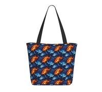 Borsa da viaggio da donna, da lavoro, leggera, con stampa di squalo fiamme blu e rosso, borsa da infermiera, borsa da spiaggia da donna, grande borsa tote con cerniera