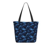 Borsa da viaggio da donna, da lavoro, leggera e alla moda, con stampa di delfini blu stellato, borsa da infermiera, borsa da spiaggia da donna, grande borsa tote con cerniera