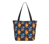 Borsa da viaggio da donna, da lavoro, leggera, rossa e blu, con stampa di leone di fuoco, borsa da spiaggia da donna, borsa grande con cerniera