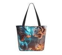 Borsa da viaggio da donna leggera con drago blu e tigre bianca borsa a tracolla per infermiere borsa da spiaggia donna grande moda borsa da donna con cerniera