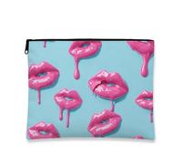 Borsa da viaggio da donna piccola borsa portatile in tela con cerniera organizer per trucco pop art elegante per feste, regalo di primavera, borsa da toilette per la cura della pelle, pesca, 7x9 Inch