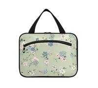 Borsa da viaggio da donna verde con fiore schiacciato appeso con gancio, borsa per necessità di design con scomparti per papà Hotel estuche para guardar maquillaje L