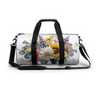 Borsa da viaggio da palestra con bouquet floreale acquerello, lavanda, girasoli, borsa da palestra per donne e uomini, borsa da viaggio cilindrica con tracolla