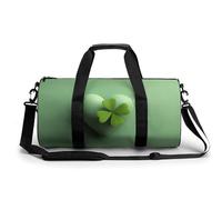 Borsa da viaggio da palestra con cuore con trifoglio verde per il giorno di San Patrizio per donne e uomini borsa da viaggio cilindrica borsa da allenamento sportiva con tracolla