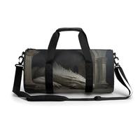 Borsa da viaggio da palestra con drago che riposa all'interno di un anfiteatro di pietra, per donne e uomini, borsa da viaggio cilindrica con tracolla