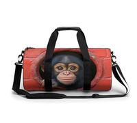 Borsa da viaggio da palestra con scimpanzé che guarda attraverso un foro circolare, borsa da palestra per donne e uomini, borsa da allenamento cilindrica con tracolla