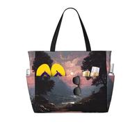 Borsa da viaggio da spiaggia di grande capacità, con stampa di belle viste, borsa da spiaggia impermeabile con cerniera e tasca, borse tote per viaggi, shopping, piscina