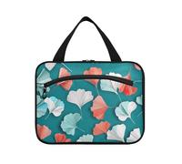 Borsa da viaggio da toilette da appendere con foglie di gingko verde origami con gancio, borsa da barba compatta di design per gli uomini per gli elementi essenziali da viaggio per le donne viaggio