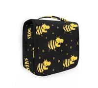 Borsa da viaggio da uomo con motivo a stelle nere e gialle e con gancio per appenderlo, borsa da lavoro per la cura della pelle