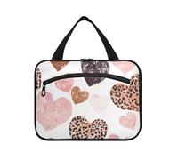 Borsa da viaggio da uomo con motivo leopardato a cuori anni '80 con gancio, borsa da viaggio carina per trucchi da viaggio zaino in spalla maleta para maquillaje L