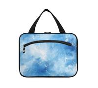 Borsa da viaggio da uomo con texture in marmo bianco e blu con gancio, borsa cosmetica compatta di design per accessori da viaggio per donne WC estuche para brochas maquillaje L