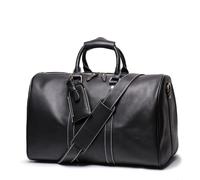 Borsa da viaggio da uomo in vera pelle bovina borsa da viaggio borsa a tracolla borsa da donna borsa da weekend durante la notte palestra sport Carry On Duffel Bag, Nero - 45,7 cm, 18" x 8" x 11.5