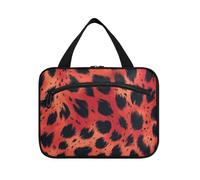 Borsa da viaggio da viaggio con gancio, motivo leopardato, colore rosso e nero, con cerniera, ideale per viaggi, make up, crociere estuche de maquillaje para Mujer L