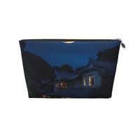 Borsa da viaggio da viaggio in pelle con stampa luna piena nella notte borsa da viaggio per articoli da toeletta borsa cosmetica borsa per trucco, Oro, Taglia unica, Beauty case