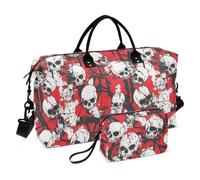 Borsa da viaggio decorativa grande teschio rosso terribile | Borsone da palestra con tracolla regolabile, per escursionismo, multifunzione, bolsas para viaje