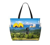 Borsa da viaggio di grande capacità con stampa di montagne di neve per donna borsa da spiaggia borsa da viaggio, per viaggi, palestra, vacanze
