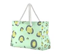 Borsa da viaggio di grande capacità con stampa leopardata verde chiaro con tasche laterali con cerniera borsa da spiaggia, borsa da piscina, borsa da lavoro, borsa per la spesa