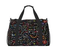 Borsa da viaggio di grande capacità di uso quotidiano della stampa della formula della matematica borsa da viaggio elegante borsa funzionale, nero, Taglia unica