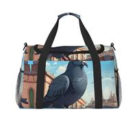 borsa da viaggio di grande capacità di viaggio di uso quotidiano della stampa del piccione del fumetto borsa da viaggio elegante borsa funzionale, nero, Taglia unica