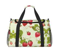 Borsa da viaggio di grande capacità di viaggio di uso quotidiano della stampa della fragola bella borsa funzionale elegante, nero, Taglia unica