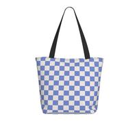 Borsa da viaggio donna da lavoro leggera a scacchi blu cielo bianco borsa a tracolla per infermiera borsa da spiaggia donna grande moda borsa da donna con cerniera