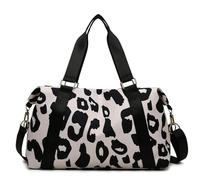 Borsa da viaggio donna grande in nylon leopardato palestra fine settimana rosa per Weekend, Notte e Outdoor(Black)