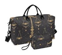 Borsa da viaggio dorata in scala nera Borsa da viaggio per la notte Borsa da palestra Carry on Borse da viaggio con tracolla regolabile per Trekking pieghevole bolso de Mano para viajar en Avion