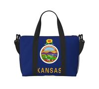 Borsa da viaggio Duffle Bag Weekender Bag Carry On Tote Bag Sport Gym Bag per Donne Uomini Kansas Bandiera dello Stato Stampa
