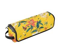 Borsa da viaggio e tappetino resistente al calore con cerniera per il trasporto di strumenti per capelli caldi e accessori per la cura dei capelli, portatile, giallo giglio retrò