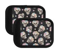 Borsa da viaggio floreale con scheletro umano per bagagli, etichette identificative per bagagli, per viaggi in aeroporto, Scheletro umano Floral, Set of 4