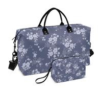 Borsa da viaggio floreale vintage viola per il passare della notte, borsa da viaggio per il fine settimana, borsa da allenamento sportiva con borsa da toeletta per trekking impermeabile
