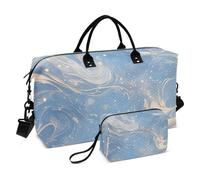 Borsa da viaggio fluida blu e bianca per oggetti personali, borsa da viaggio per weekender, borsa da palestra per sport, palestra, borsa da toeletta pieghevole