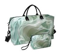 Borsa da viaggio fluida verde e bianca grande borsa da palestra borsone con borsa da toilette per escursionismo multifunzionale