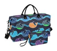Borsa da viaggio fluorescente balena onda blu scuro borsa da palestra con tracolla regolabile per viaggio impermeabile maletas para gimnasio