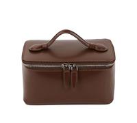 Borsa da viaggio for cosmetici da donna in pelle di mucca, organizer portatile for trucchi, borsa for cosmetici da donna(Brown)