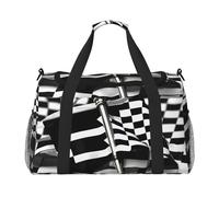 Borsa da viaggio funzionale con stampa di bandiere a scacchi, borsa da viaggio spaziosa borsa da viaggio pieghevole per weekender