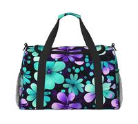 Borsa da viaggio funzionale con stampa di fiori viola e foglia di tè ampio spazio borsa da viaggio pieghevole per weekender